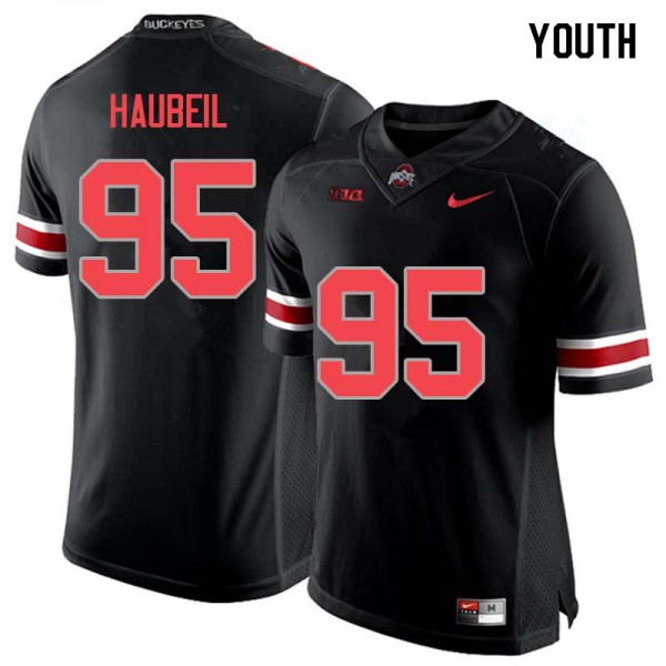 Ohio State Buckeyes #95 Blake Haubeil Youth Football Jersey Blackout